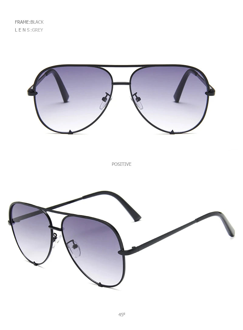 Classic Metal Aviation Sunglasses Women Fashion Alloy Pilot Sun Glasses Men Gradient Black Driving Shades Ladies UV400