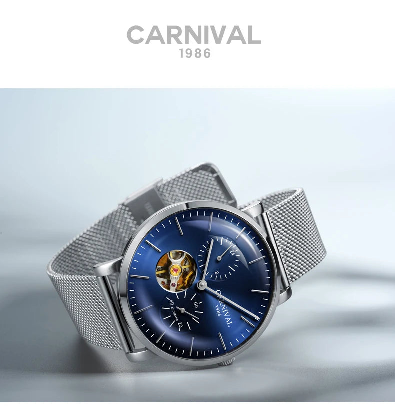 Carnival mechanisch herenhorloge – Luxe automatisch polshorloge met saffierglas