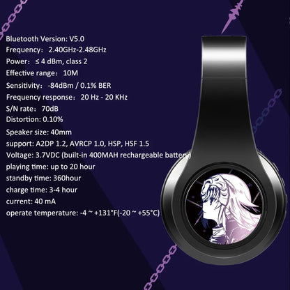 Wireless Silent Disco Headphone Anime Fate/Grand Order FGO Jeanne d'Arc Stereo Bluetooth Headphone for Playing Games Earphone