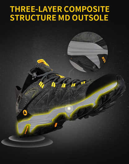 HUMTTO Waterproof Sneakers for Men, Hiking Shoes, Leather Trekking Boots for Women, Camping Hunting Men’s Mountain Tactical Ankle Boots