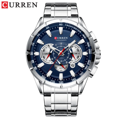 CURREN Men's Business Watch Luxury Brand Stainless Steel Wrist Watch Chronograph Army Military Quartz Watches