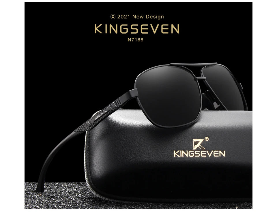 KINGSEVEN Nuovi occhiali da sole da uomo in alluminio, alla moda, da viaggio e da guida, occhiali da uomo Oculos con fascia, modello N7188