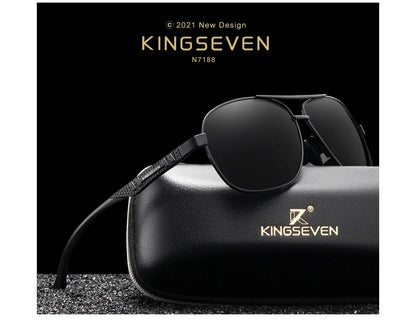 KINGSEVEN Nuovi occhiali da sole da uomo in alluminio, alla moda, da viaggio e da guida, occhiali da uomo Oculos con fascia, modello N7188