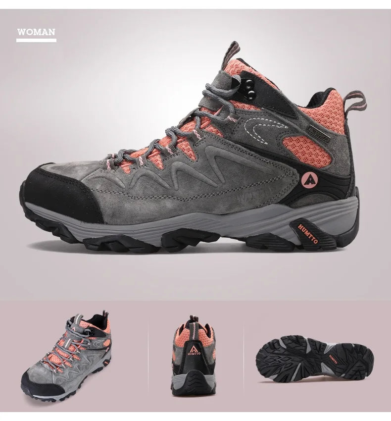 HUMTTO Waterproof Sneakers for Men, Hiking Shoes, Leather Trekking Boots for Women, Camping Hunting Men’s Mountain Tactical Ankle Boots