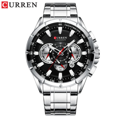 CURREN Men's Business Watch Luxury Brand Stainless Steel Wrist Watch Chronograph Army Military Quartz Watches