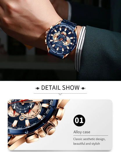 CURREN Men's Business Watch Luxury Brand Stainless Steel Wrist Watch Chronograph Army Military Quartz Watches