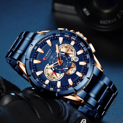 CURREN Men's Business Watch Luxury Brand Stainless Steel Wrist Watch Chronograph Army Military Quartz Watches