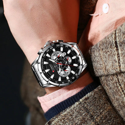 CURREN Men's Business Watch Luxury Brand Stainless Steel Wrist Watch Chronograph Army Military Quartz Watches