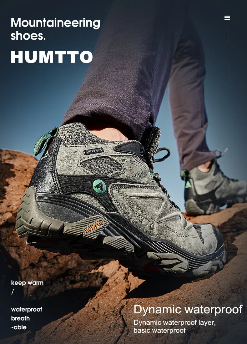 HUMTTO Waterproof Sneakers for Men, Hiking Shoes, Leather Trekking Boots for Women, Camping Hunting Men’s Mountain Tactical Ankle Boots