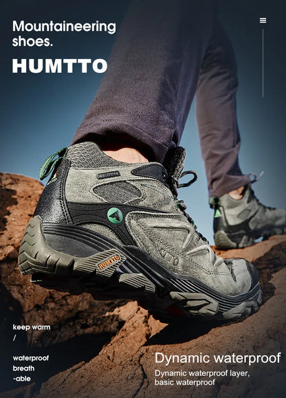 HUMTTO Waterproof Sneakers for Men, Hiking Shoes, Leather Trekking Boots for Women, Camping Hunting Men’s Mountain Tactical Ankle Boots