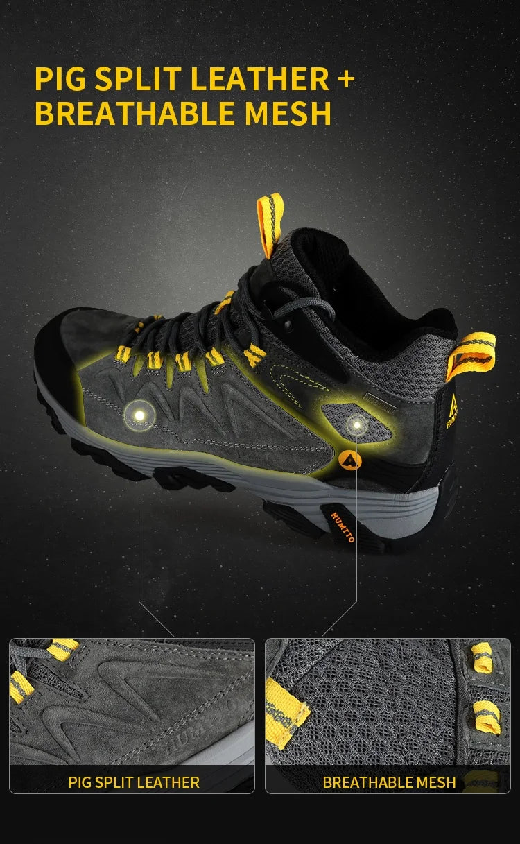 HUMTTO Waterproof Sneakers for Men, Hiking Shoes, Leather Trekking Boots for Women, Camping Hunting Men’s Mountain Tactical Ankle Boots