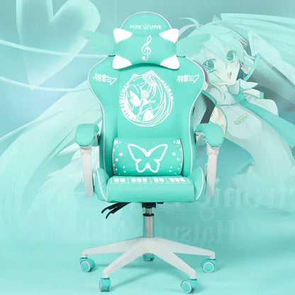 Cute Electronic music girl pink Shilla gaming Chair home Office casual Computer Chair lifting rotating cartoon cartoon chair
