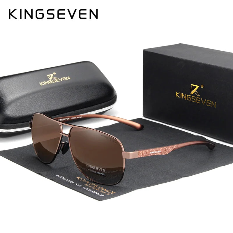 KINGSEVEN Nuovi occhiali da sole da uomo in alluminio, alla moda, da viaggio e da guida, occhiali da uomo Oculos con fascia, modello N7188