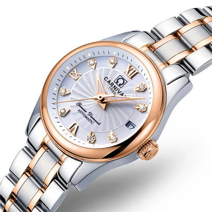 Mechanical ladies’ wristwatch by CARNIVAL – Elegant design, automatic movement, sapphire crystal, water-resistant.