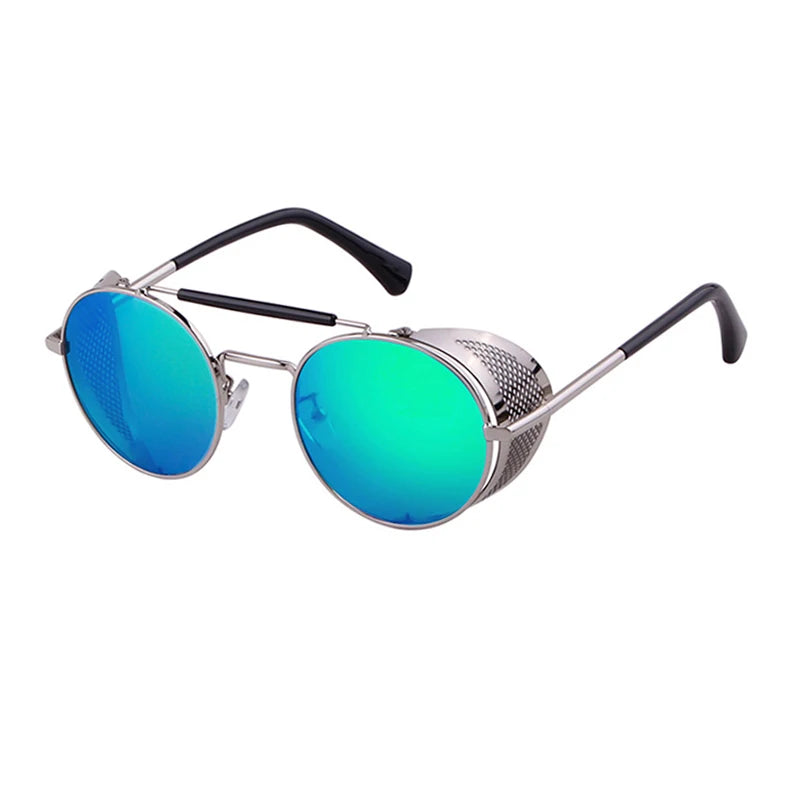 New Steampunk Retro Round Metal Sunglasses Men Women Brand Designer Glasses Metal Shields Shades Oculos De Sol UV400 Eyewear