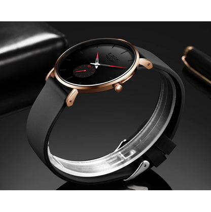 LIGE Herrenuhr – Sportlicher und trendiger Stil, Luxusmarke, wasserdicht, schlichtes und ultradünnes Design, Quarzuhr für Herren