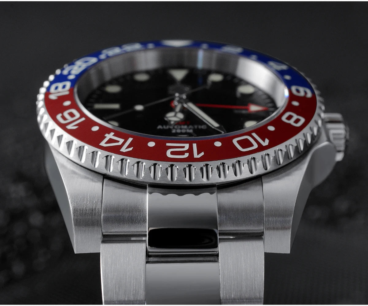 San Martin Luxury GMT Hangzhou 6460 Men's Automatic Mechanical Watch Business Sports Waterproof 200m Sapphire Full Luminous SN0016