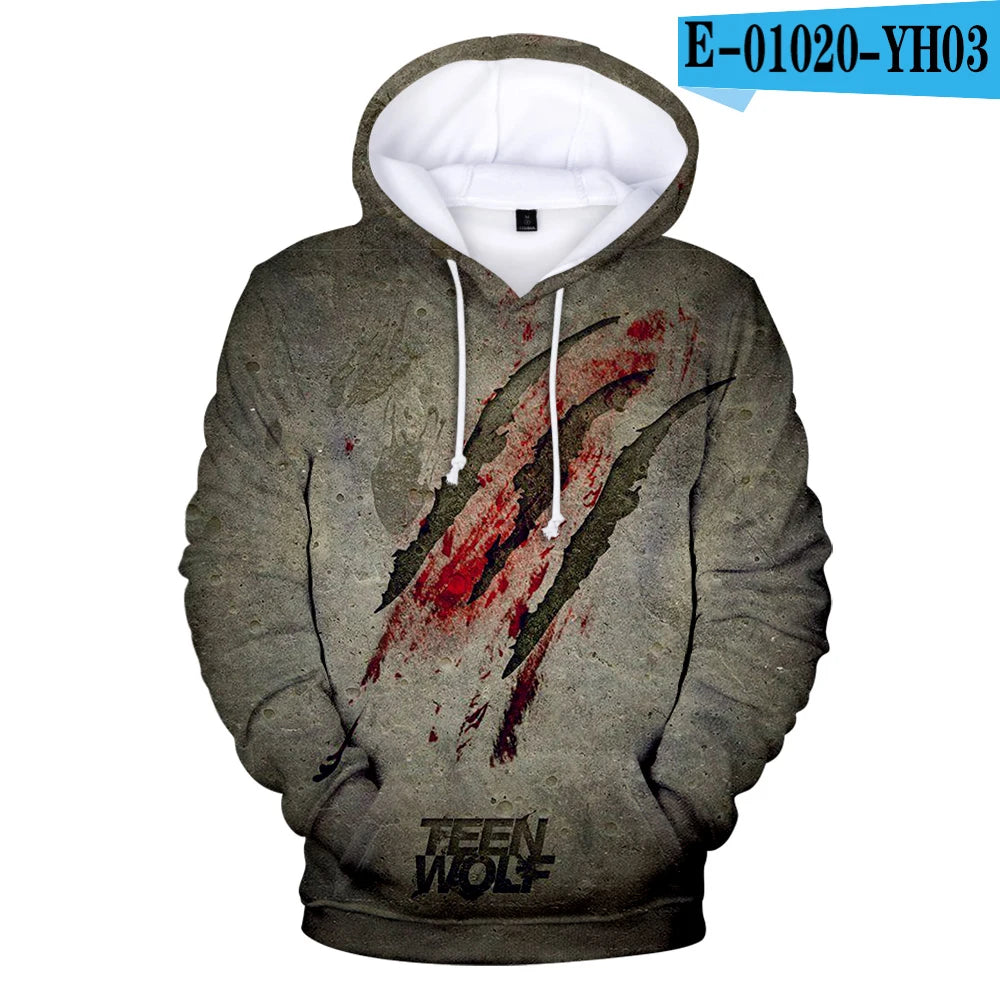 New TV Series TEEN WOLF 3D Printed Hoodies Men Women Fashion Harajuku Autumn Kids Streetwear Pullovers Fashion Hip-hop Hoodie