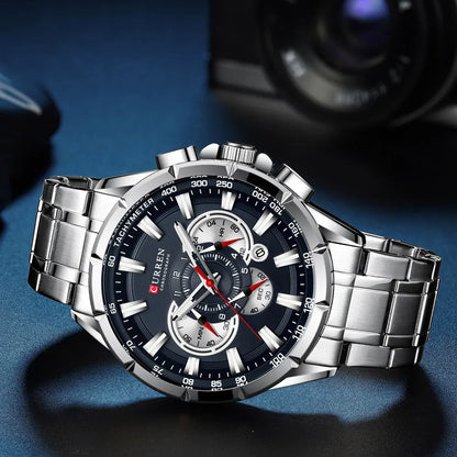 CURREN Men's Business Watch Luxury Brand Stainless Steel Wrist Watch Chronograph Army Military Quartz Watches