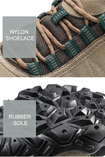 Humtto New Arrival Leather Hiking Shoes Wear-Resistant Outdoor Sport Men Shoes Lace-Up Men's Climbing Trekking Hunting Sneakers