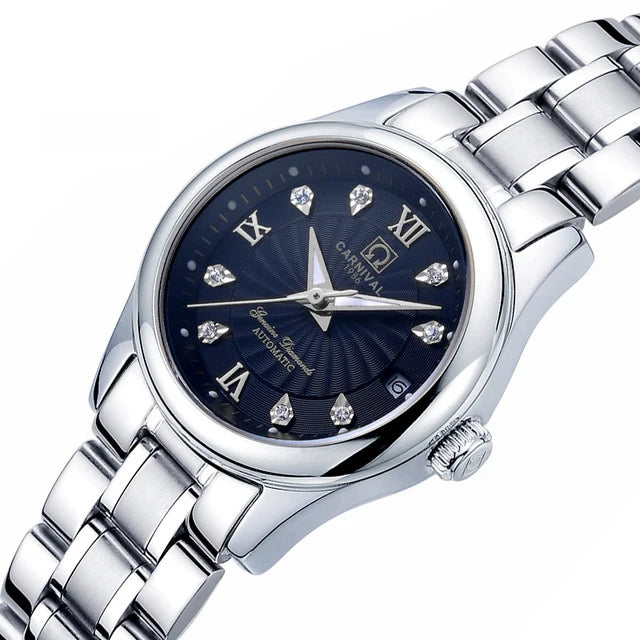 Mechanical ladies’ wristwatch by CARNIVAL – Elegant design, automatic movement, sapphire crystal, water-resistant.