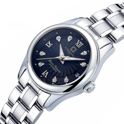 Mechanical ladies’ wristwatch by CARNIVAL – Elegant design, automatic movement, sapphire crystal, water-resistant.