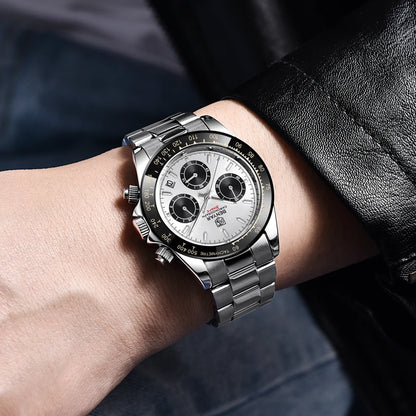 Zegarki męskie BENYAR – luksusowy chronograf, model sportowy, wodoodporny, ze stali nierdzewnej, z mechanizmem kwarcowym