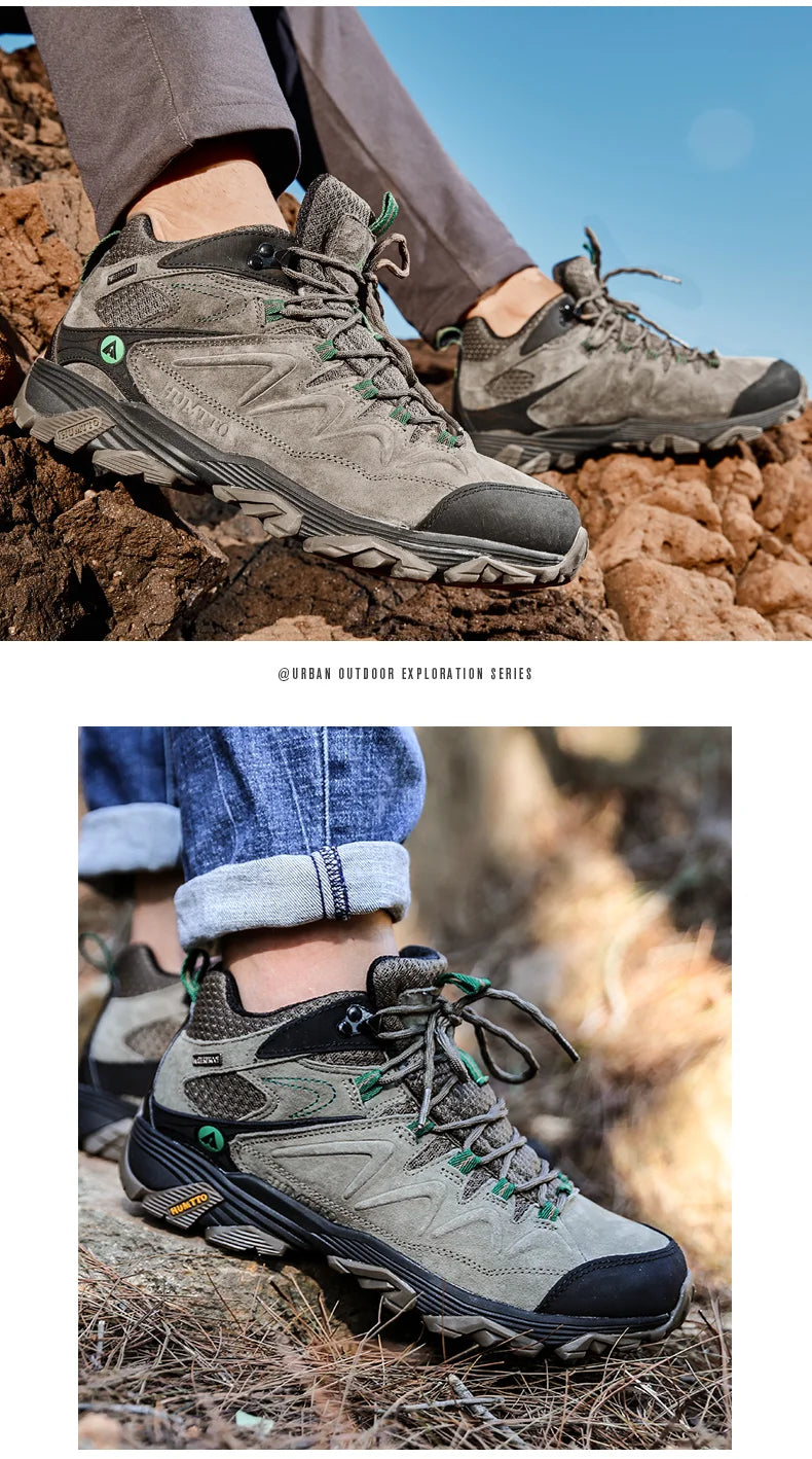 HUMTTO Waterproof Sneakers for Men, Hiking Shoes, Leather Trekking Boots for Women, Camping Hunting Men’s Mountain Tactical Ankle Boots