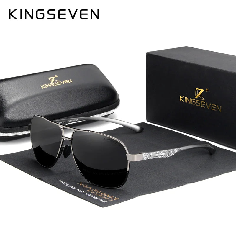 KINGSEVEN Nuovi occhiali da sole da uomo in alluminio, alla moda, da viaggio e da guida, occhiali da uomo Oculos con fascia, modello N7188