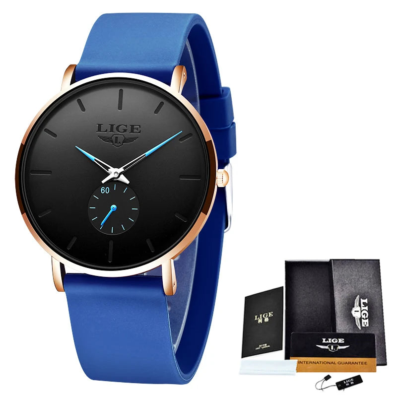 LIGE men’s watch – Sporty and trendy style, luxury brand, water-resistant, sleek and ultra-thin design, men’s quartz watch.