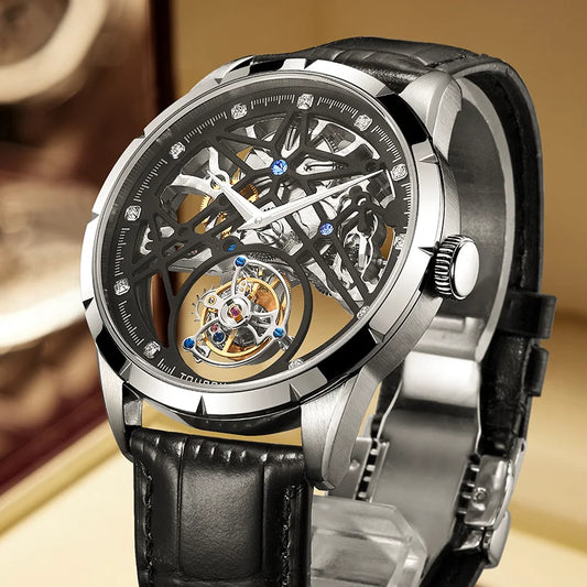 JINLERY Fashion Real Tourbillon Watch Men's Luxury Skeleton Watches for Men Wristwatch Male Clock New Gifts Relogio Masculino2025