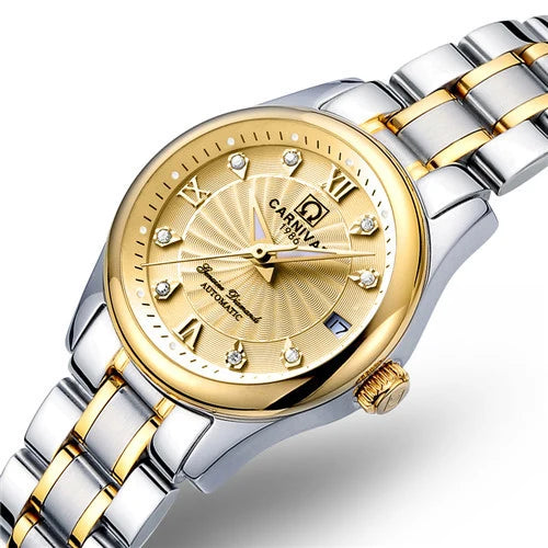 Mechanical ladies’ wristwatch by CARNIVAL – Elegant design, automatic movement, sapphire crystal, water-resistant.