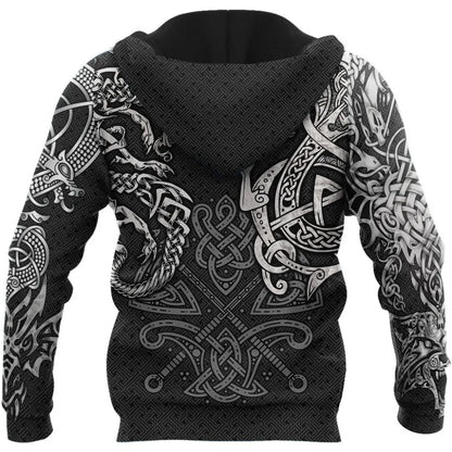 Fashion Hoodies Fenrir Wolf And Dragon Tattoo 3D All Over Printed Men's Sweatshirt Unisex Zip Pullover Casual Jacket DW0220