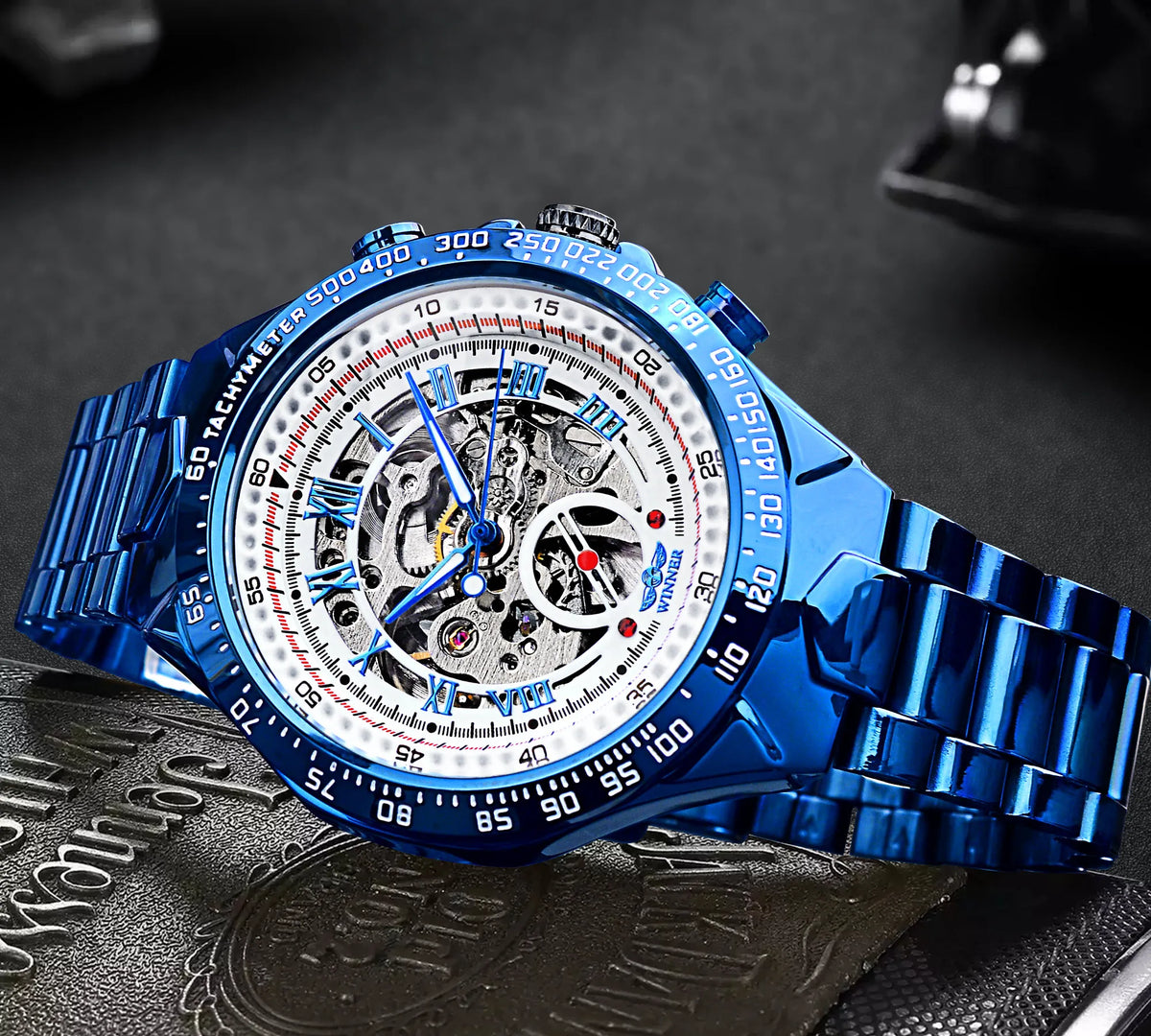 Montre mécanique automatique pour homme en acier inoxydable