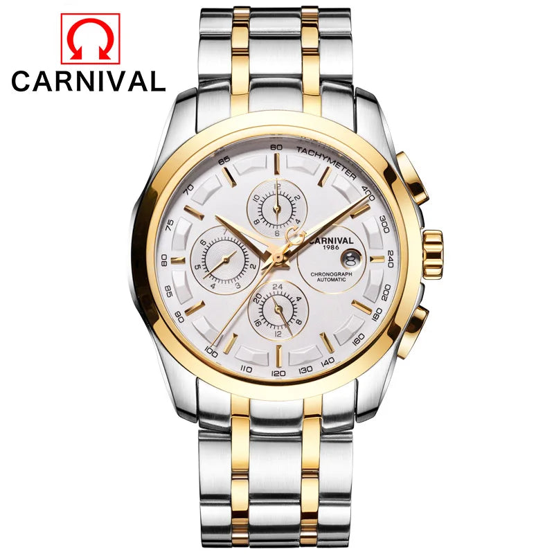 relogio masculino New Carnival Automatic Watches Men Business Mechanical Clock Leather Strap Waterproof Luxuey Brand Clock