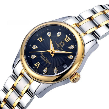 Mechanical ladies’ wristwatch by CARNIVAL – Elegant design, automatic movement, sapphire crystal, water-resistant.