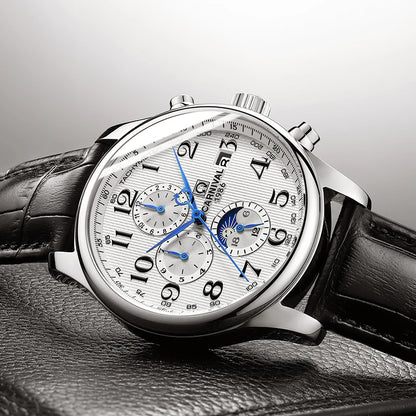 Carnival Brand Automatic Watch, Fashion Luxury Waterproof Calendar with Moon Phase, Mechanical Watches for Men