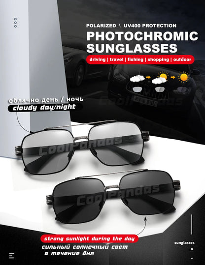 Sluneční brýle CoolPandas, polarizované, pro muže i ženy, fotochromatické, ochrana UV400, sluneční brýle na řízení, unisex, chameleonové skla