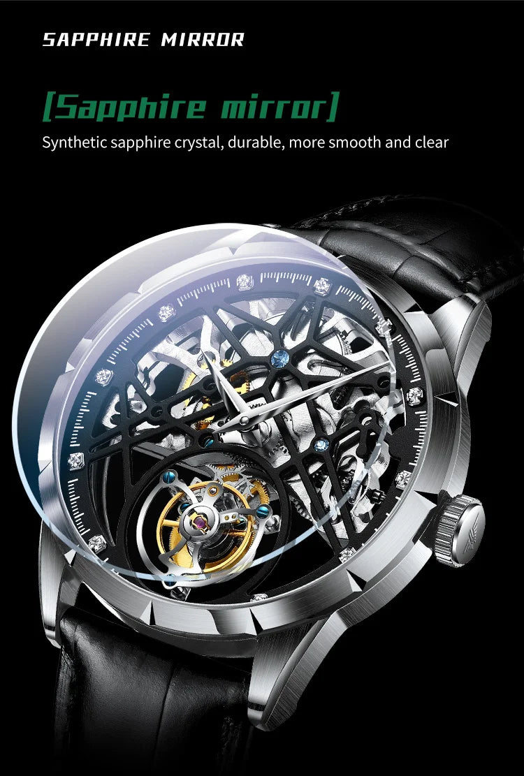 JINLERY Fashion Real Tourbillon Watch Men's Luxury Skeleton Watches for Men Wristwatch Male Clock New Gifts Relogio Masculino2025