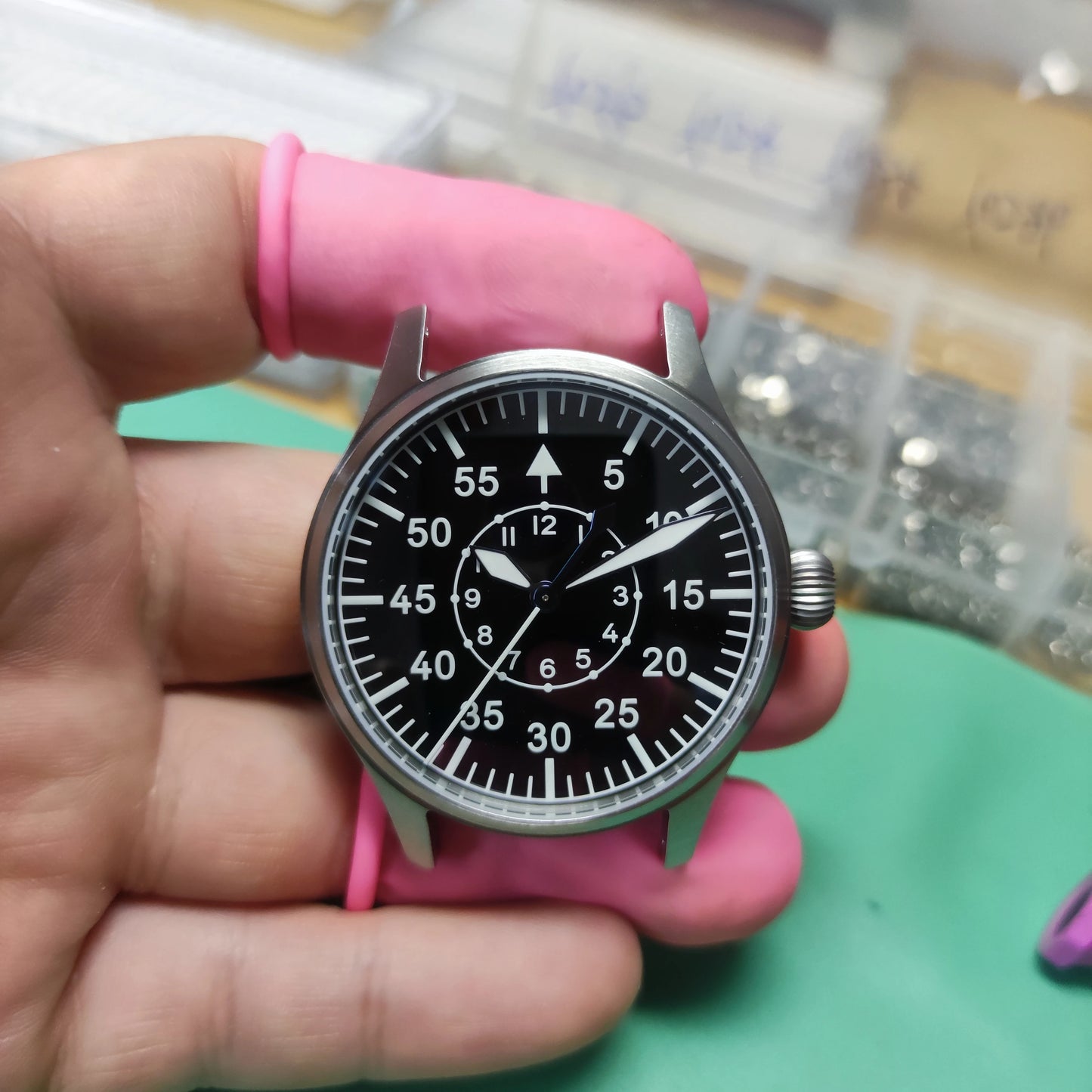 【Escapement Time】Automatische Fliegeruhr mit Uhrwerk, Typ-B- oder Typ-A-Zifferblatt in Schwarz, 40mm-Gehäuse, wasserdicht bis 100M