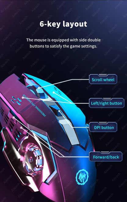 Rechargeable Wireless Mouse Gaming Computer Silent Bluetooth Mouse USB Mechanical E-Sports Backlight PC Gamer Mouse For Computer