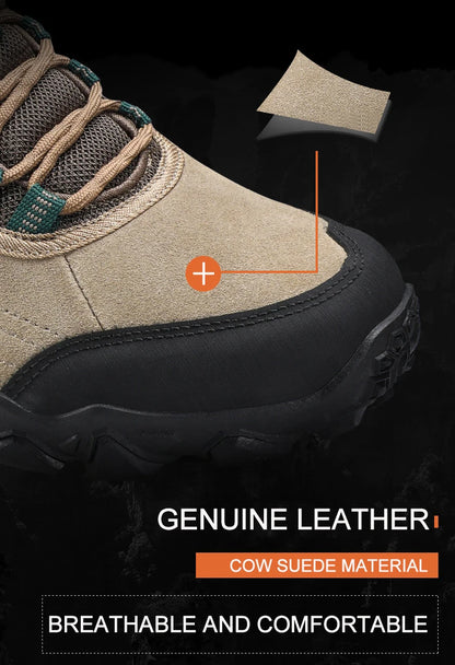 Humtto New Arrival Leather Hiking Shoes Wear-Resistant Outdoor Sport Men Shoes Lace-Up Men's Climbing Trekking Hunting Sneakers