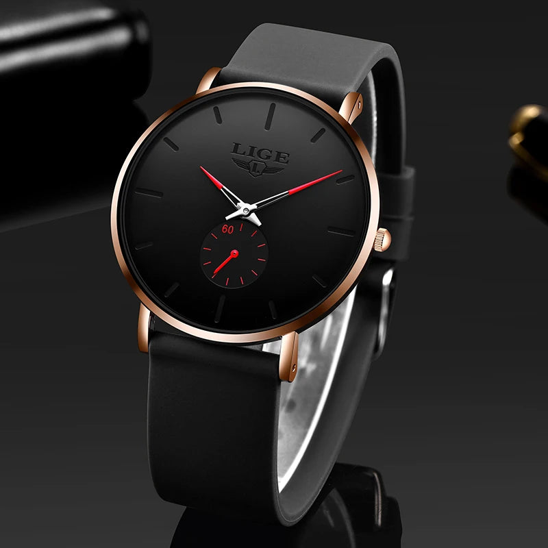 LIGE men’s watch – Sporty and trendy style, luxury brand, water-resistant, sleek and ultra-thin design, men’s quartz watch.