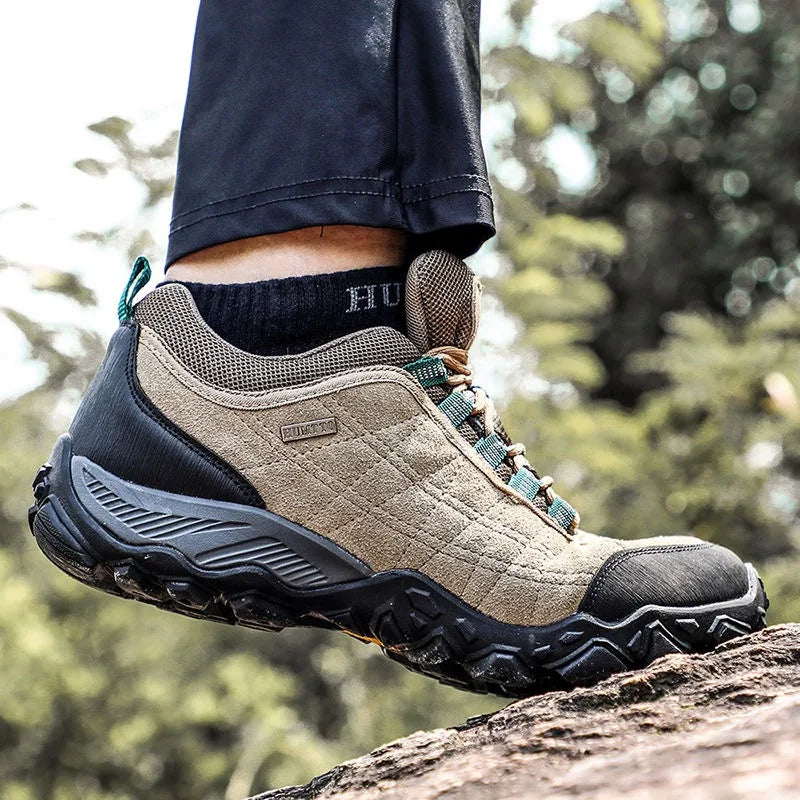 Humtto New Arrival Leather Hiking Shoes Wear-Resistant Outdoor Sport Men Shoes Lace-Up Men's Climbing Trekking Hunting Sneakers
