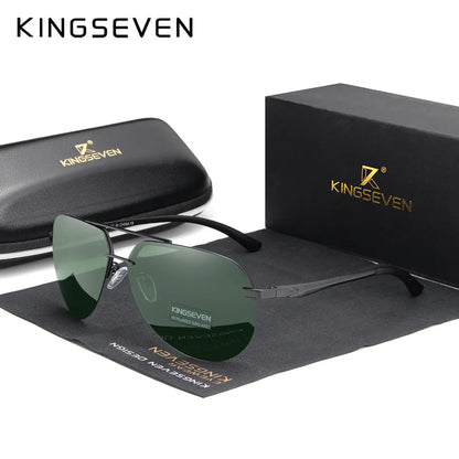 KINGSEVEN Hliníkovo-hořčíkové polarizované sluneční brýle bez obrouček pro muže, retro dámské brýle s vysokým rozlišením, Oculos de sol