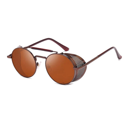 New Steampunk Retro Round Metal Sunglasses Men Women Brand Designer Glasses Metal Shields Shades Oculos De Sol UV400 Eyewear