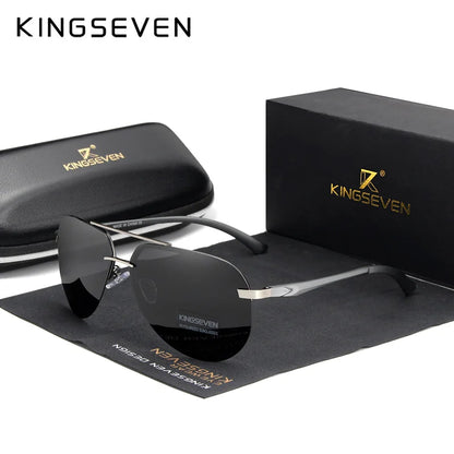 KINGSEVEN Hliníkovo-hořčíkové polarizované sluneční brýle bez obrouček pro muže, retro dámské brýle s vysokým rozlišením, Oculos de sol