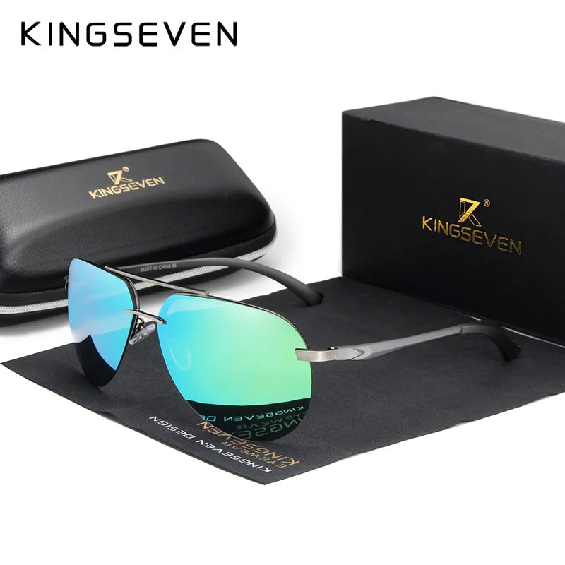 KINGSEVEN Hliníkovo-hořčíkové polarizované sluneční brýle bez obrouček pro muže, retro dámské brýle s vysokým rozlišením, Oculos de sol