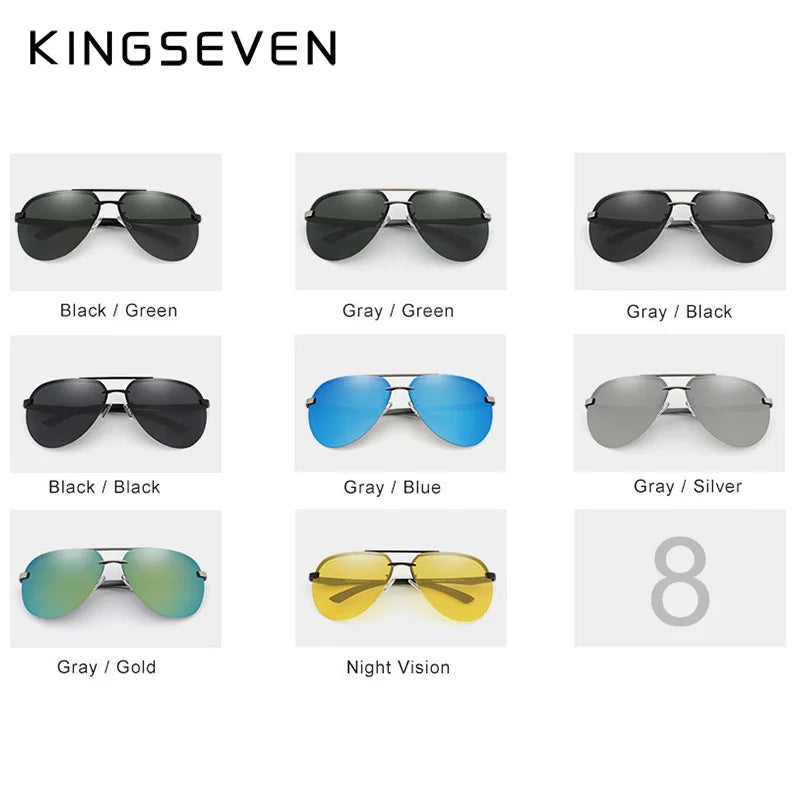 KINGSEVEN Hliníkovo-hořčíkové polarizované sluneční brýle bez obrouček pro muže, retro dámské brýle s vysokým rozlišením, Oculos de sol