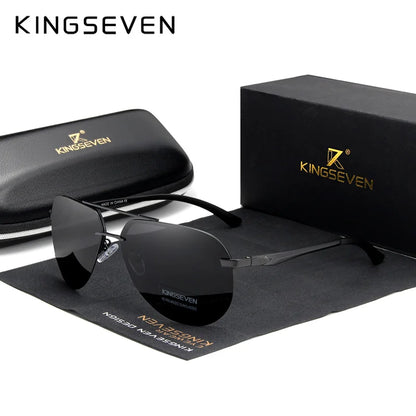 KINGSEVEN Hliníkovo-hořčíkové polarizované sluneční brýle bez obrouček pro muže, retro dámské brýle s vysokým rozlišením, Oculos de sol